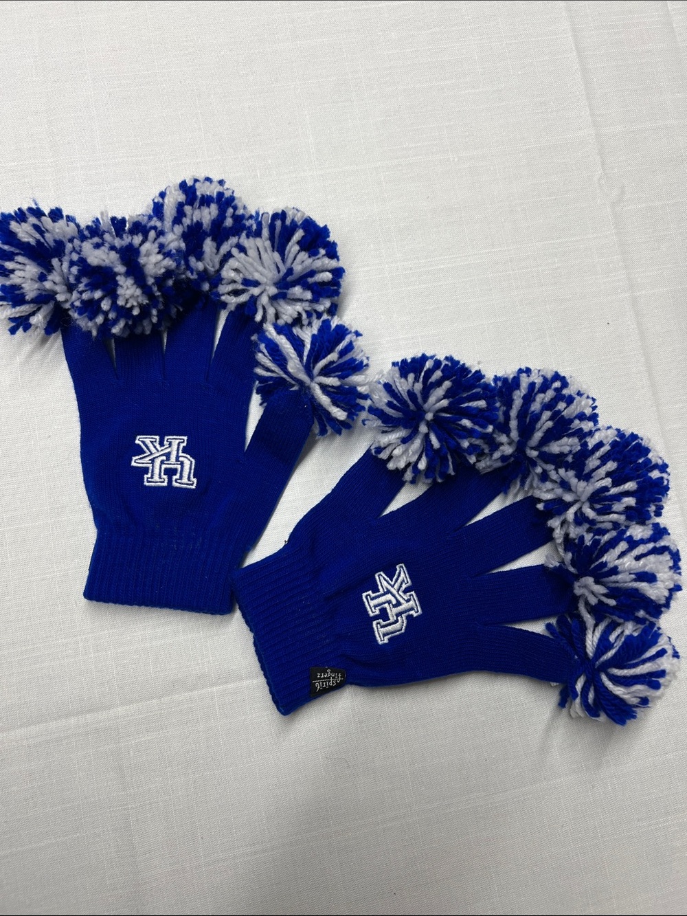 Blue Pom-Pom Knit Mittens with UK University of Kentucky